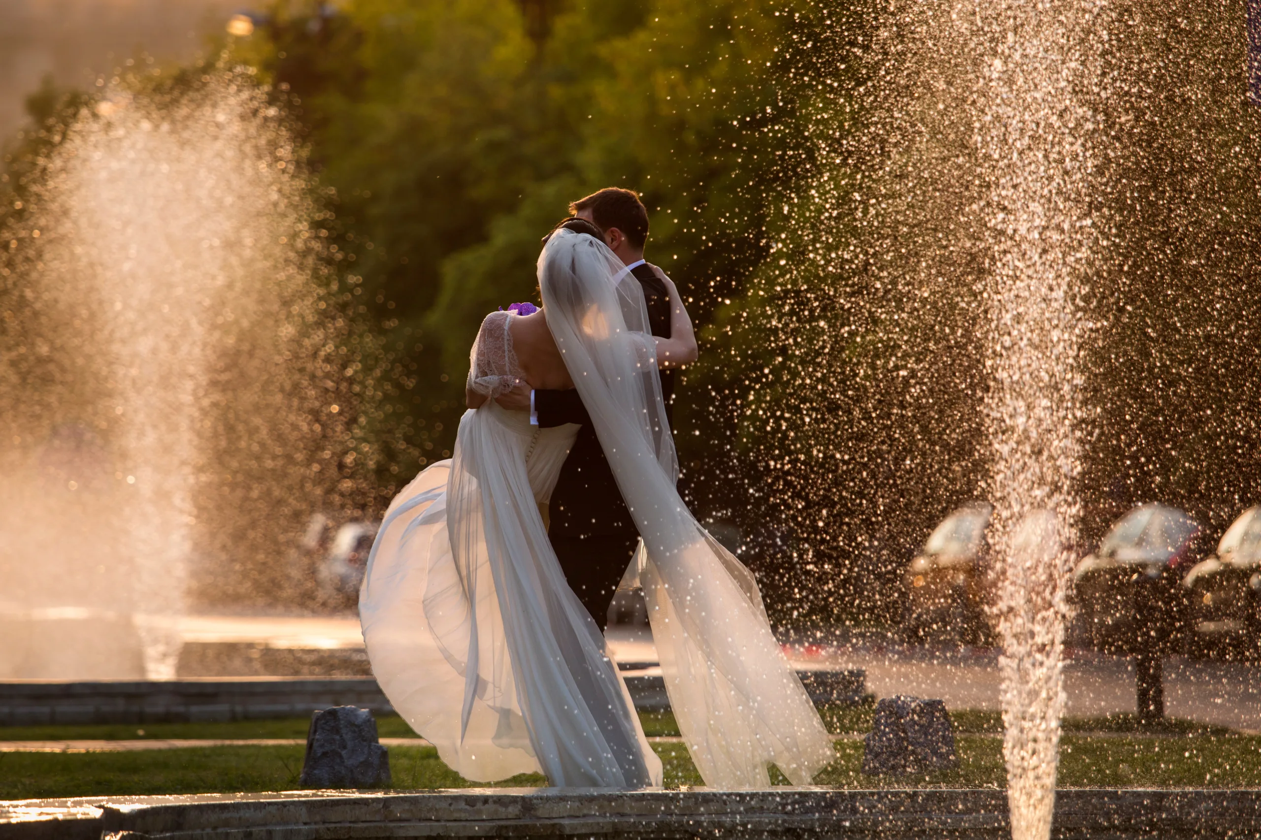 Married couple, enjoying time together at wedding day