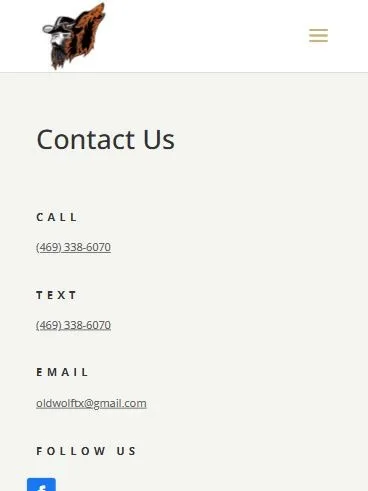 Old Wolf LLC Construction and Remodel Contact Page View